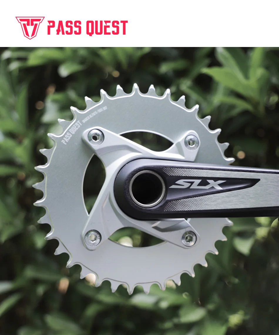 PASS QUEST-104BCD Rundes farbenfrohes Aero-Mountainbike, Rennrad, schmales breites Kettenblatt, 32-48T Kettenblatt, Silber und Schwarz – Detail 1