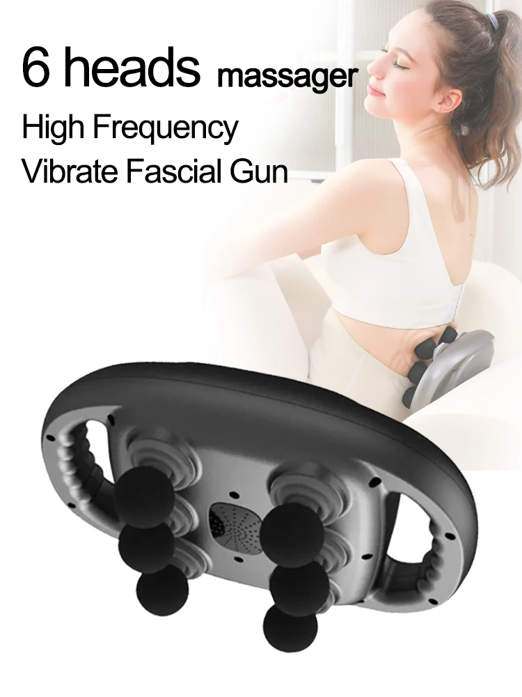 

New 6 Heads Electric Massage Gun Deep Muscle Massager Body Relax High Frequency Vibrate Fascial Gun Fitness Massage Machine