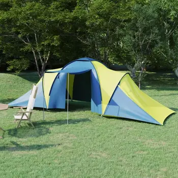 Tenda da Campeggio per 6 Persone Blu e Giallo Outdoor Multi-Party Camping Tent 1