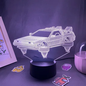 공상 과학 소설 자동차 3D Illusion LED 야간 조명 어린이를위한 독특한 생일 선물 침실 장식 스터디 룸 책상 용암 램프 공상 과학 자동차
