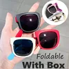 Flexible Children Folding Sunglasses with Box Kids Travel Goggle Shades Trendy UV400 Outdoor Sun Glasses Eyewear for Boys Girls