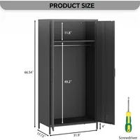 Metal Armoire Wardrobe Closet, Heavy-Duty Rustproof Steel Storage Cabinet with Fixed Shelf and Hanging Rod, Ideal for Homeowners 2