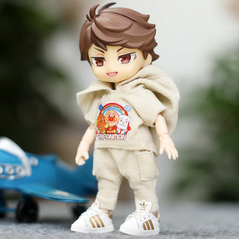 Cartoon OB11 overalls jumpsuit clothes clothes With Hat Doll Accessories Clothing for ob11,obitsu 11,molly, gsc,1/12 BJD Dolls
