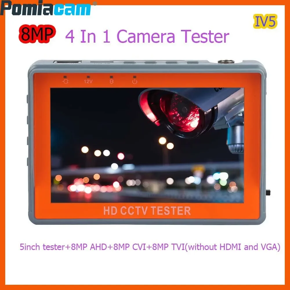 CCTV Tester IV5 Portable Tool 5 Inch LCD Screen 8MP HD AHD Tester Monitor TVI CVI CVBS Support UTP PTZ Audio Test CCTV Tester 5inch tft lcd screen hd display cctv tester monitor 5200mah hd3200 support utp cable test 8mp cvi tvi ahd sdi vga and hdmi input