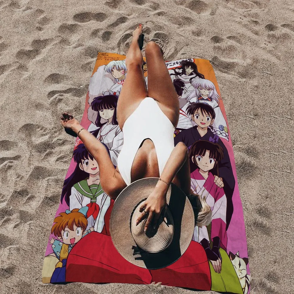 Anime classic Inuyasha Anime Beach Swimming Towel Soft Absorbent Washcloth Children's Gifts for Kids Travel Camping Gym 4