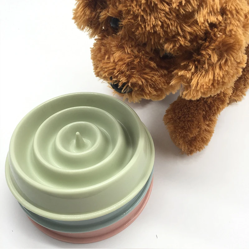 Pet Dog Bowl Slow Feeder Plastic Puppy Cat Eating Dish Bowl Anti-gulping Food Plate Feeding Dog Cat Food Supplies