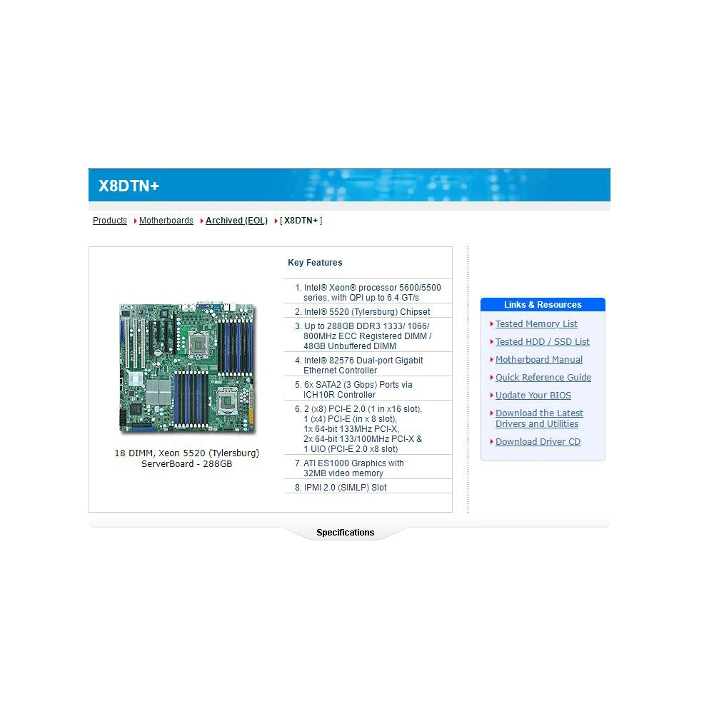 X8Dtn + Per Inspiur Nf5280M2 Scheda Madre Server Processore Xeon Serie 5600/5500 Ddr3 Dual Gigabit Ethernet Sata2 Pci-E2.0 Ipmi2.0