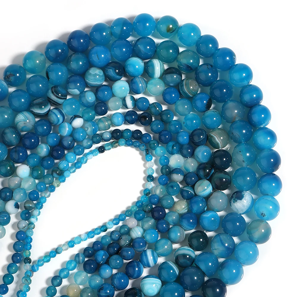 Strand Peacock Blue Zircon Stripe Crystal Agate Natural Stone
