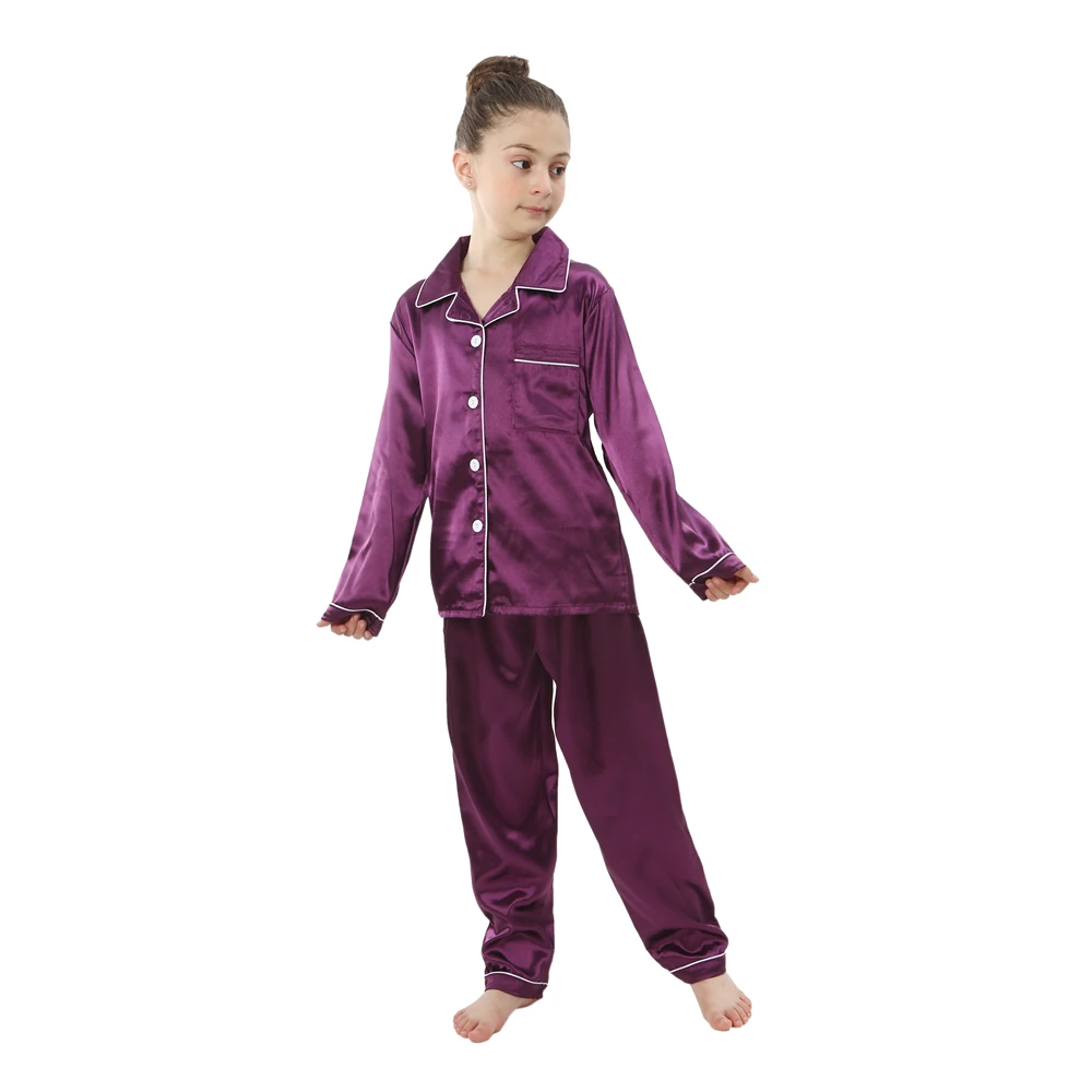 Kids Pajamas Set Kids Pajamas Four Season Girls Silk Pajamas Children's Pyjamas for 2 to 14 Years Baby Button Down Loungerwear Homewear