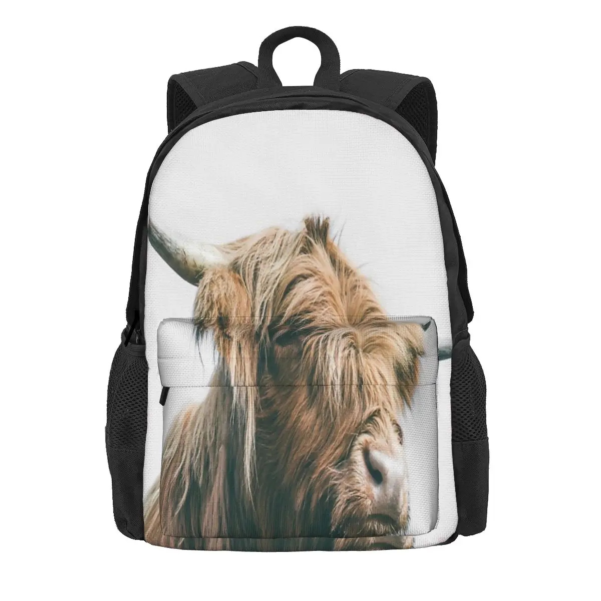 Majestic Highland Cow Portrait Backpacks Men's Backpacks Bags For Women