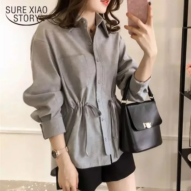 Spring New 4XL Pure Cotton Long Sleeve Blouse Female Loose Slim Korean  Casual Women Tops Blusa Mujer De Moda 8986 50 - AliExpress