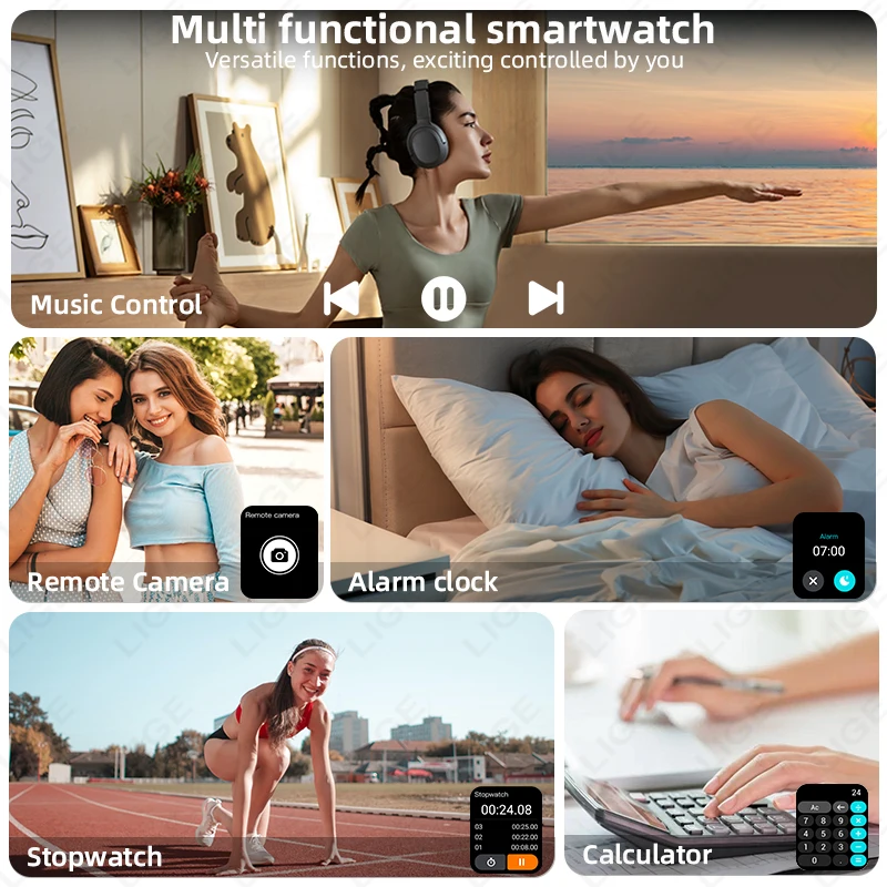 LIGE 2026 Bluetooth Call Smart Watch Men 2.04-inch Blood Oxygen Heart Rate Health Smartwatch Women Fitness Sports Smart Bracelet