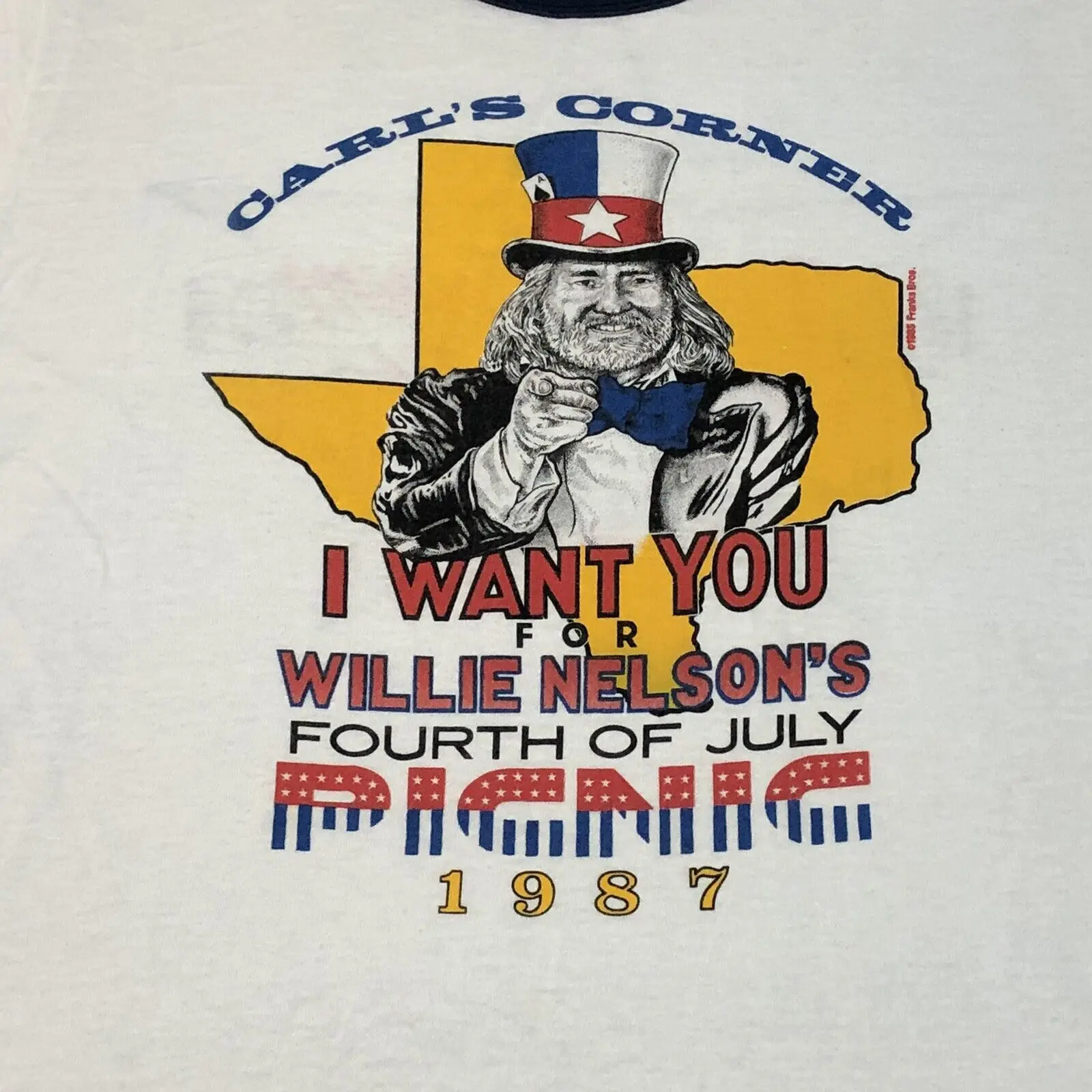 Vintage Willie Nelson Fourth Of July Picnic Tee Shirt 1987 Carls Corner vintage-willie-nelson-fourth-of-july-picnic-tee-shirt-1987-carls-corner
