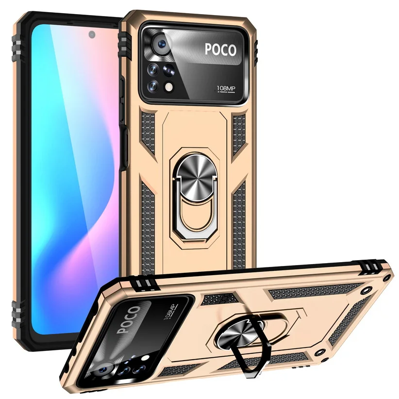 Enhanced Armor Shockproof Silicone Hybrid Case with Metal Ring