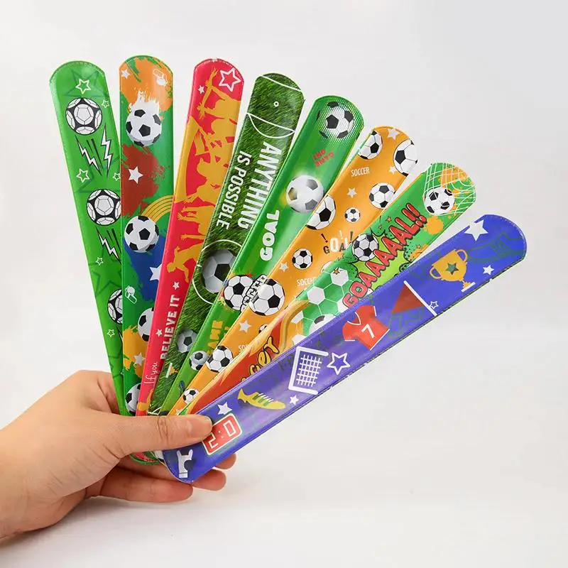 12/24pcs Soccer Slap Bracelets Wristband Kids Birthday Party Favors Pinata Filler Gift Football Theme Party Decoration Supplies