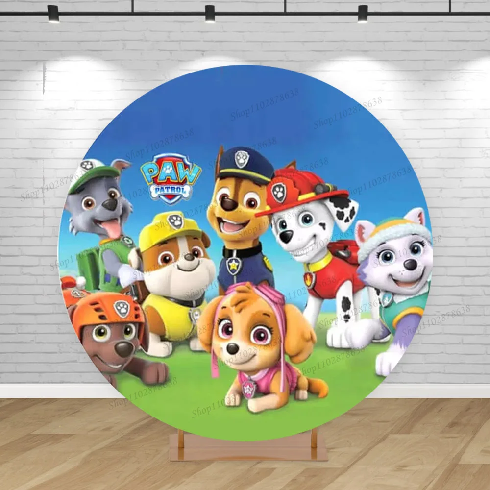 thumbnail image 1 of Fondo de fiesta de Paw Patrol, decoración circular, Chase An Ultimate Rescue, fondo para fotografía de cumpleaños de niños, pancarta decorativa, 1 of 5