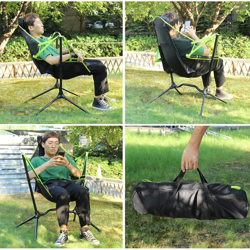 Foldtable Rocking Chair Portable Outdoor Camping Hiking Lounge Chair Garden Balcony Leisure Swing All Season Applicable