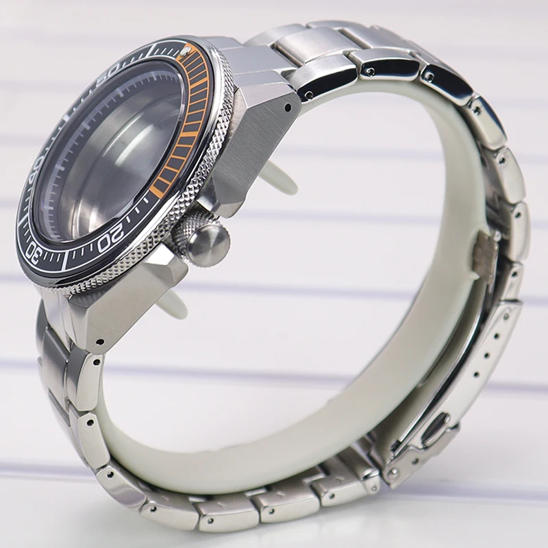 43.8mm Modified Samurai Diving Watch Case Sapphire Glass For Seiko