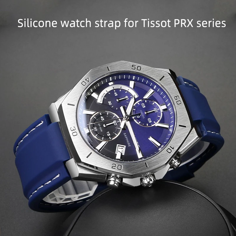 26X12Mm (Fibbia 18Mm) Uomo Silicone1853 Impermeabile Per Tissot Serie Prx Cinturino Cintura T137.407 Bracciale Con Cinturino Convesso