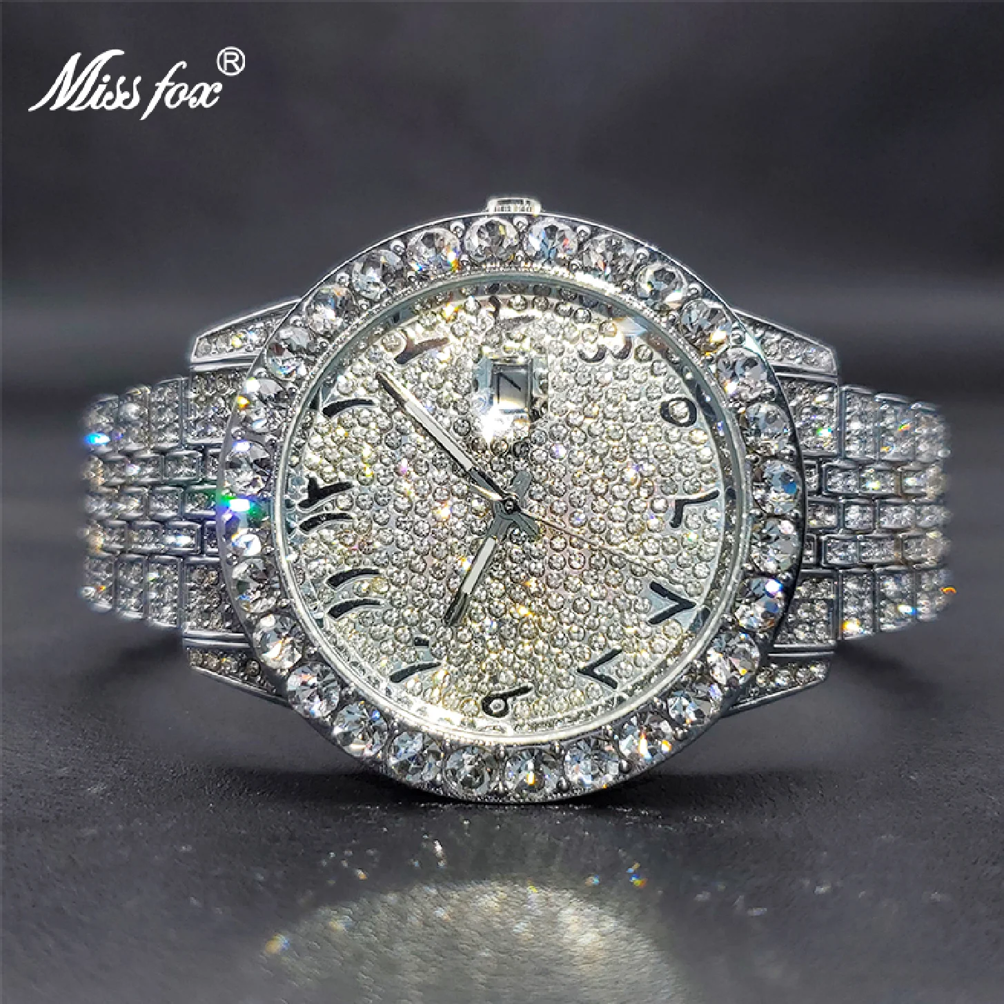 

New Luxury Watch For Men 2023 Fashion Brand Hip Hop Street Style Moissanite Watches With Iced Out Band Auto Calendar Relogio