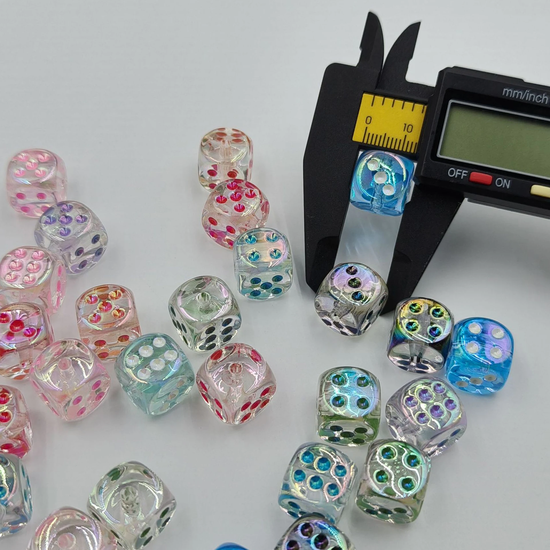 14MM 컬러 도금 사각형 아크릴 루즈 비즈 구멍있는 DIY 키체인 장식 재료 쥬얼리 액세서리