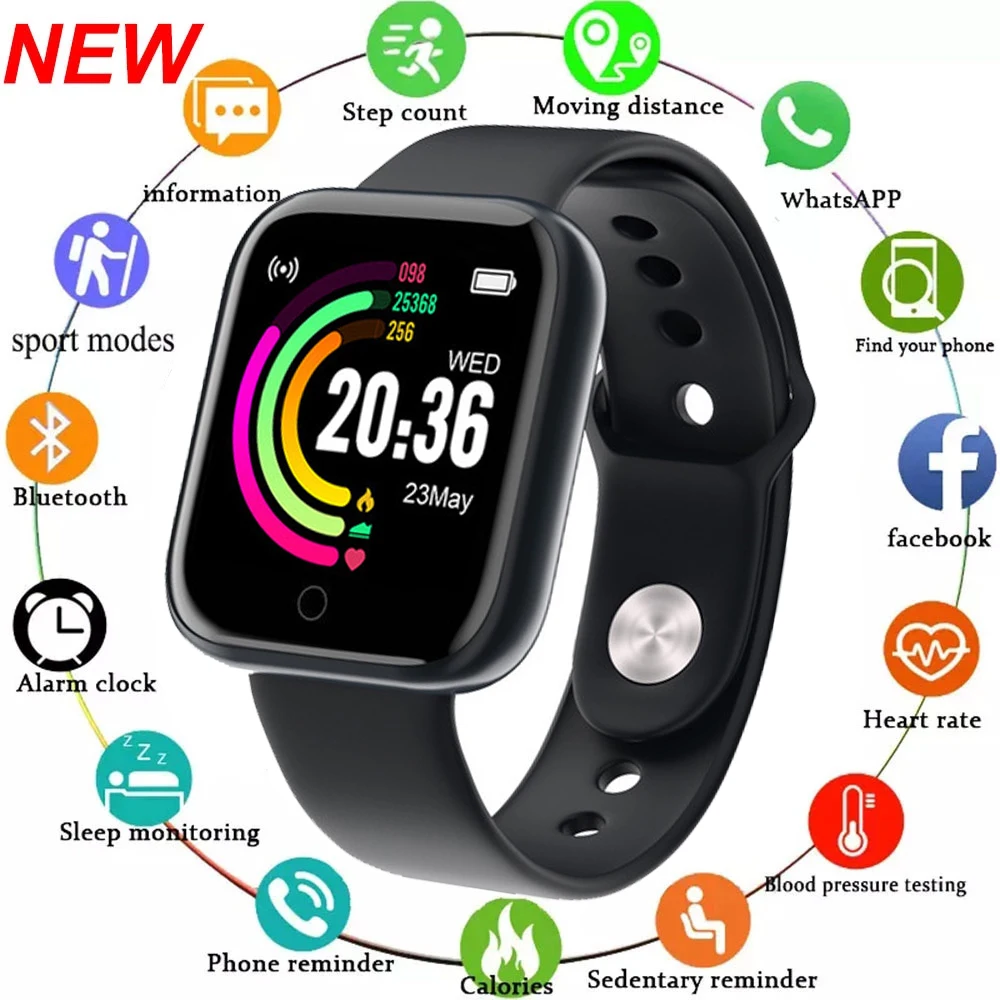 D20 Smart Watch Men Sport Fitness Tracker Blood Pressure Heart Rate