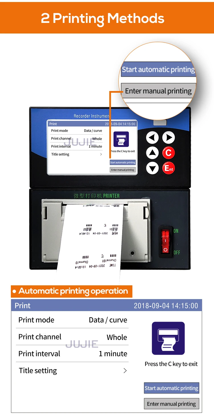 RS485 Paper Data Logger with Data Printing Function Temperature Pressure Humidit