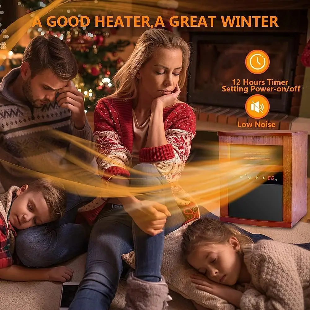 Infrared Heater,1500W Electric Space Heater with Remote, 3 Modes, 12H Timer, Overheat & Tip-Over Protection, Chil Lock, Quiet 5