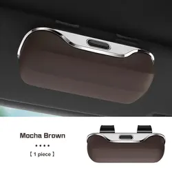 Universal Car Visor Sunglasses Holder Eyeglasses Storage Box (Brown 1pc)