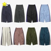 Men Women Streetwear Oversized Wide Leg Sweatpants High Quality Gray Ribbon Striped Pants Jogger Drawstring Trousers With Tags 1