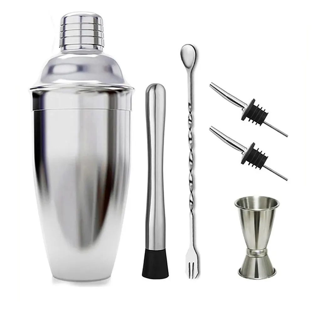 6pcs Cocktail Shaker Set Stainless Steel Mixer Ice Breaker