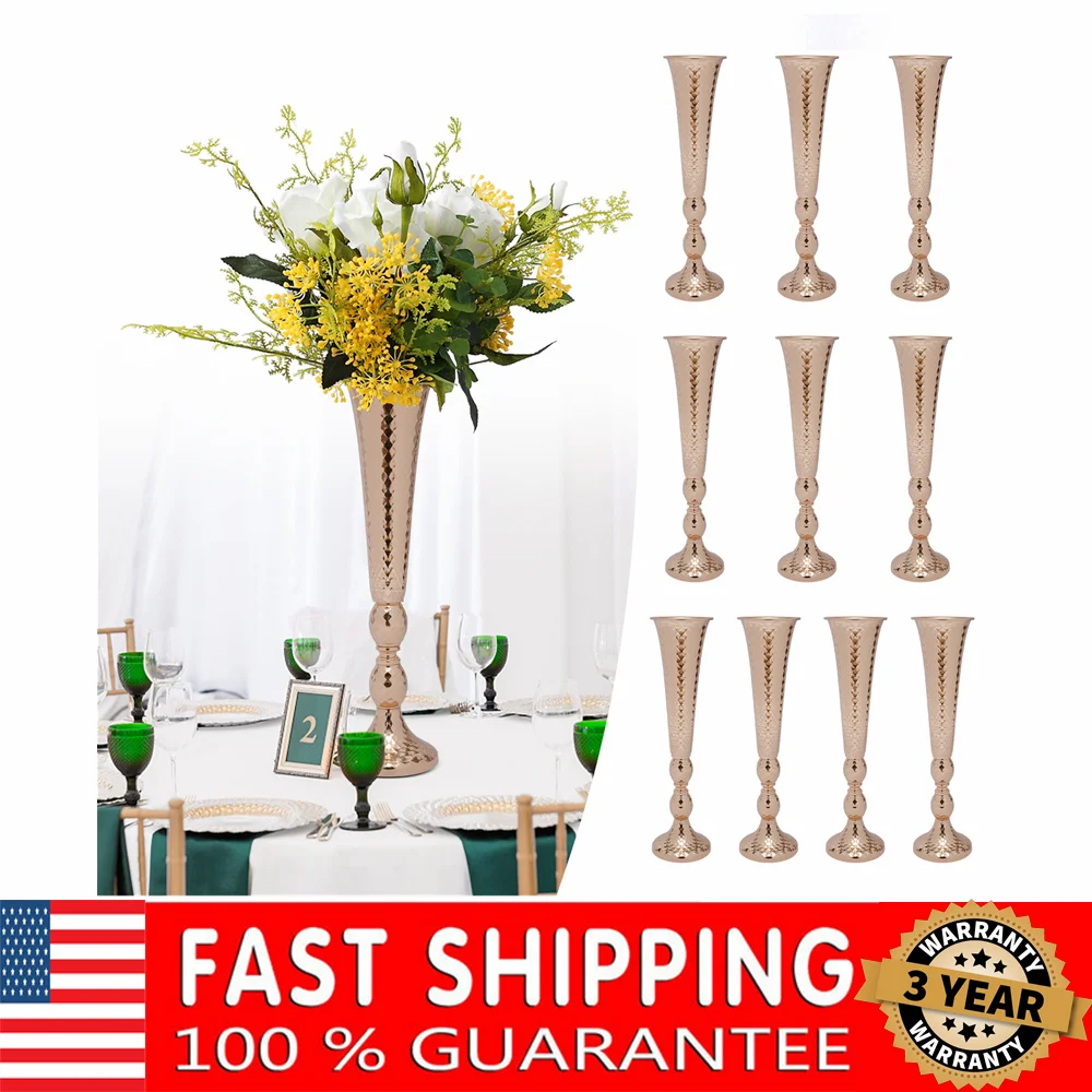 

20.5" 10Pcs Gold Flower Vases Wedding Table Centerpieces for Table Tall Elegant Flower Vase Set Table Flower