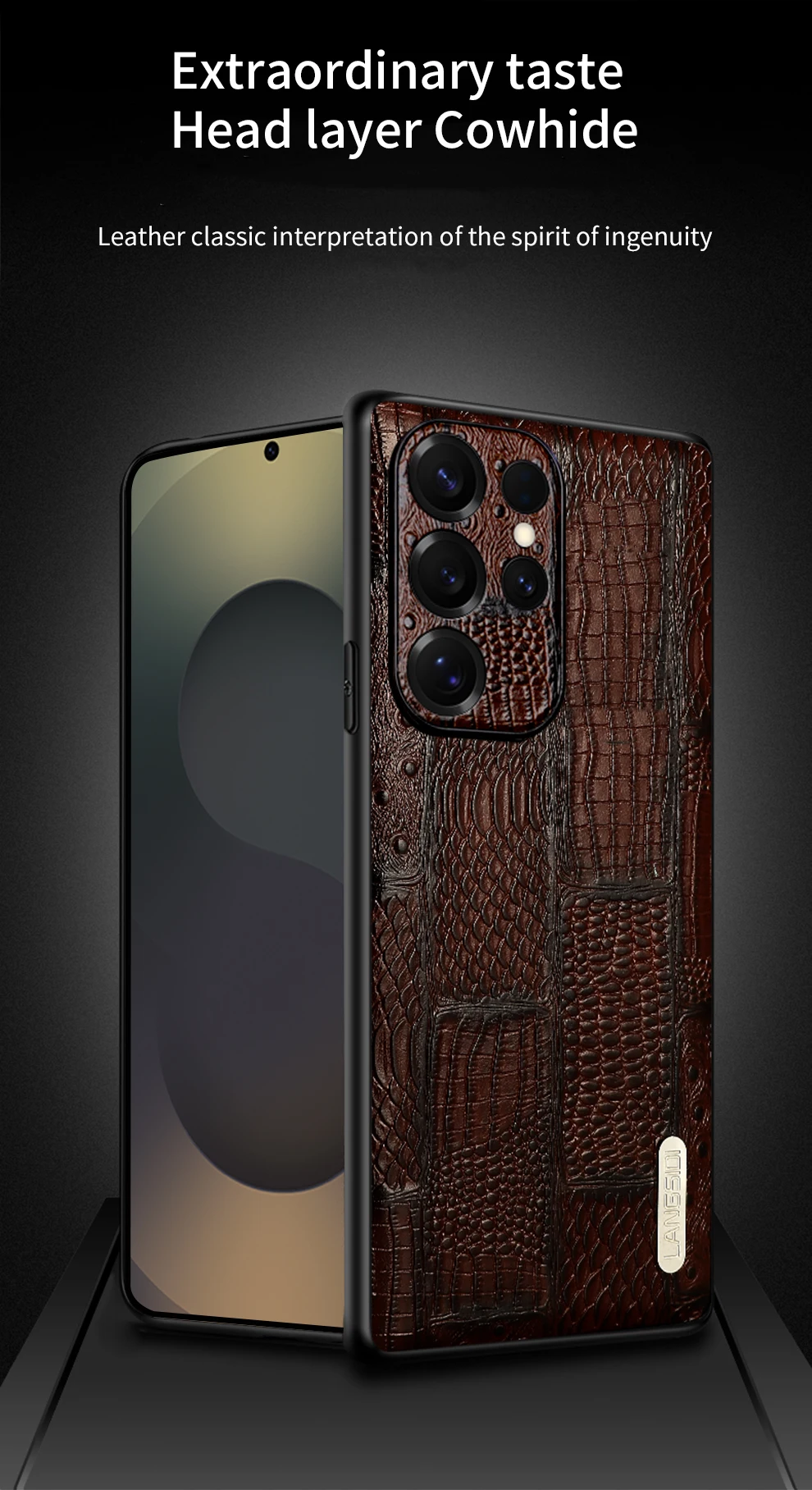 LANGSIDI Genuine Leather Retro Phone Case For Samsung Galaxy S 25 S25 S23 S24 Ultra S24 Plus S25Plus S25Ultra Luxury Back Cover S941f47c729e84a34bd65192d7609fb35d
