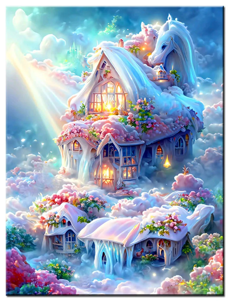 5D Diamond Painting Pink Cloud Castle Kit