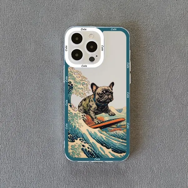 Dog Sea Wave Clear Transparent Phone Case Cover
