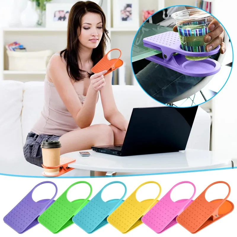 Adjustable Clip-On Drink Holder Colorful Portable Desk Cup Holder Secure and Sturdy Beverage Clip for Coffee Water Mug Bottle