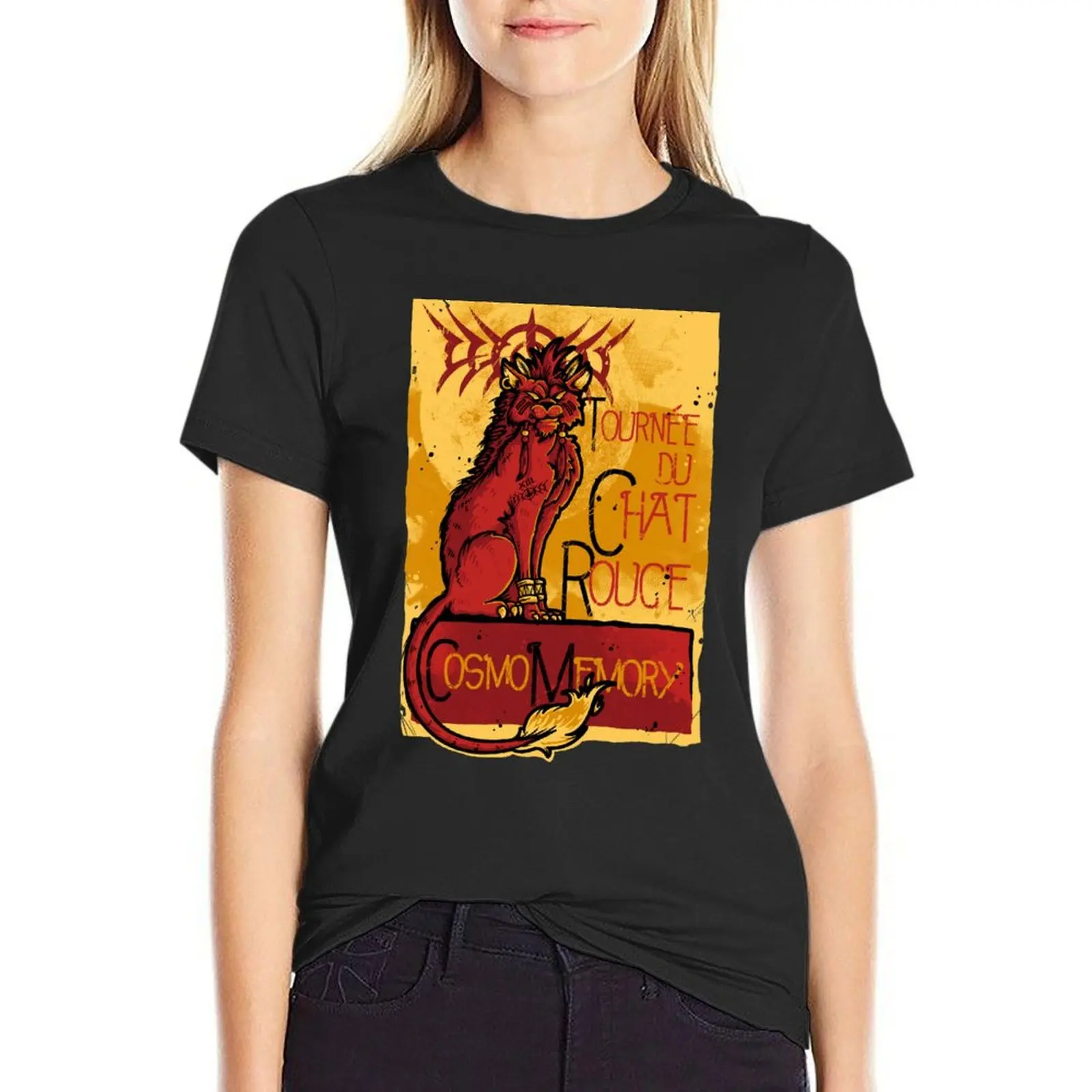 Le Chat Rouge T-Shirt tees funny summer tops plus size tops white t-shirt dress for Women sexy