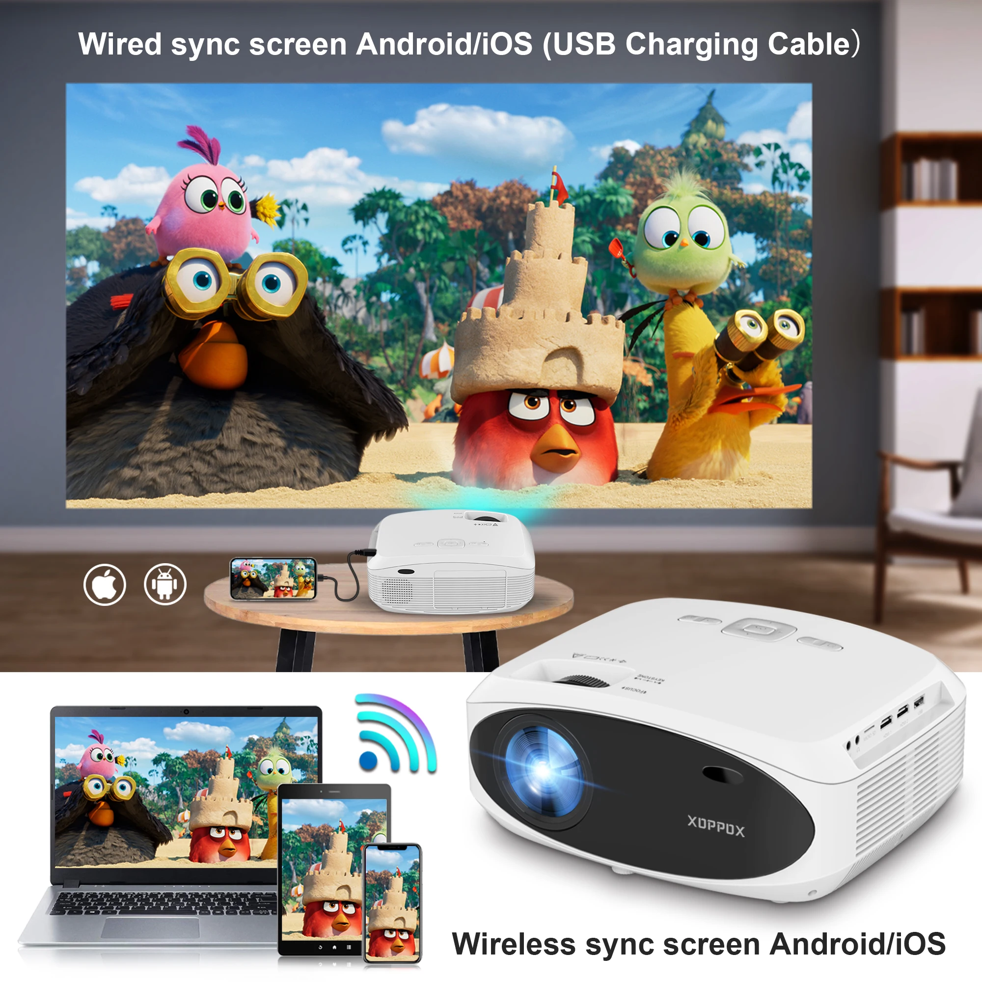 30000LM Portable 4K Projector 5G Fast Wifi BT5 Home Cinema Beamer Wired Wireless Connect 1080p Native Projector with TV Sticks