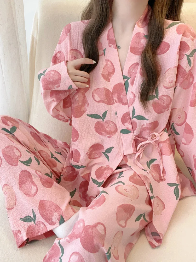 

Пижама женская зимняя с длинным рукавом, на осень/весну