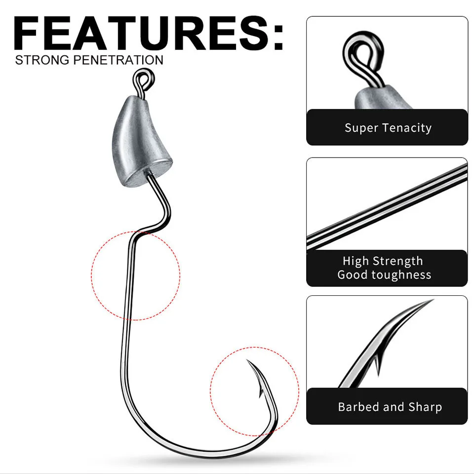 5PCS/LOT 1.75G/2.5G/3.5G Crank Sinking Fishing Hooks Jig Head Soft Worm  Fishing Tackle Spike Micro Lead Mold Accessories