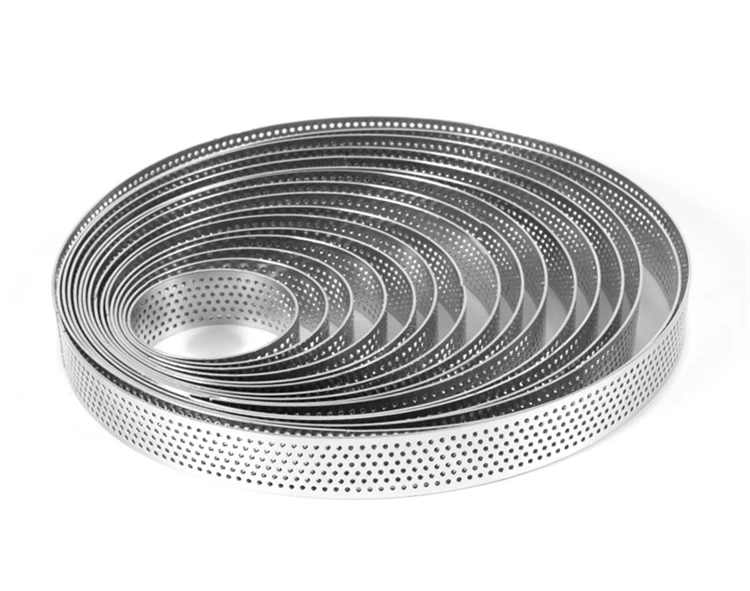 Description Picture 4 of itemLMETJMA 1 Piece Stainless Steel Tart Ring Perforated Cake Mousse Ring Round Pastry Cake Mold Baking Dessert Ring Baking Tools