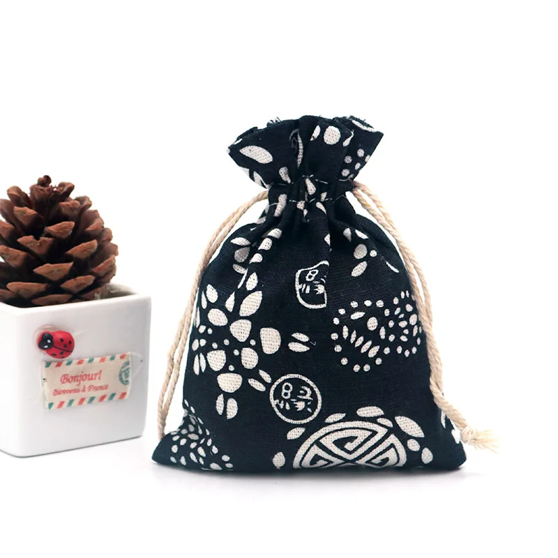Elegant Linen Burlap Gift Bags with Drawstring - Set of 50, 10x14cm