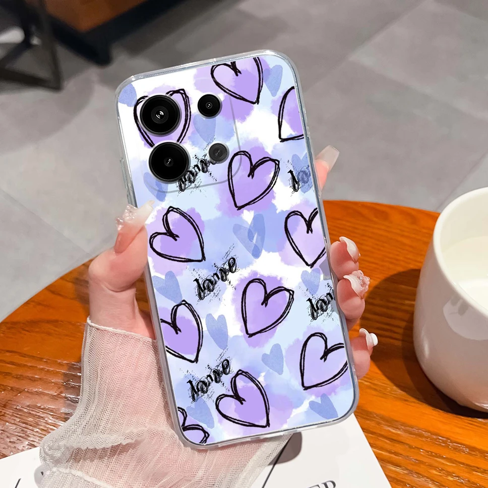 Floral Love Heart Clear Soft TPU Shockproof Phone Case
