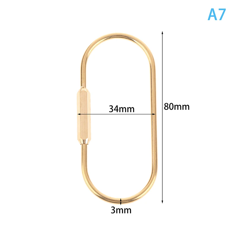 4 portachiavi in ottone dorato con chiusura a vite, organizer