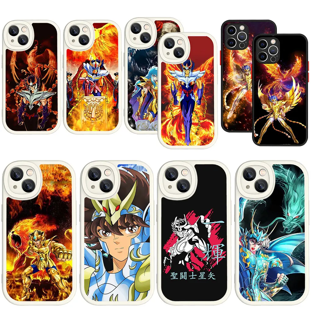 Saints Cartoon Seiyas White Black Soft Phone Cover Per Apple Iphone 15 14 Plus 13 12 11 Pro Max + 14 + 15 + Silicone Casec
