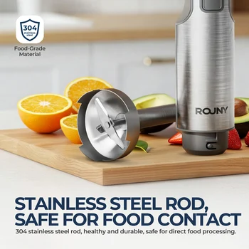 ROUNY 4-in-1 Hand Immersion Blender 1000W Powerful, Stainless Steel Stick Food Mixer,700ml Mixing Beaker,500ml Processor, Whisk 2