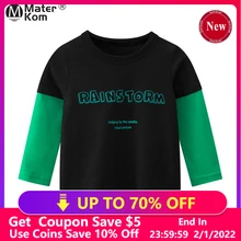 T shirt à manches longues pour enfants, haut de printemps pour garçons, couleur unie, vêtements décontractés en coton, taille 2T 7T