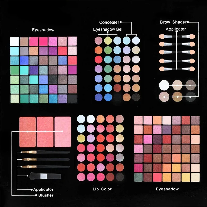 177 Color Eyeshadow Palette Lip Gloss Concealer Kit Beauty Makeup Set for Girls All-in-One Makeup Kit with Mirror Applicators 5