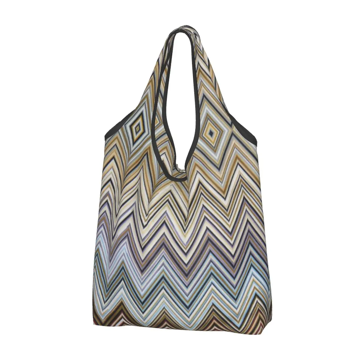 Divertente Bohémien Colorato Chic Zig Zag Shopping Tote Bags Borsa Shopper A Tracolla Geometrica Portatile A Zig-Zag
