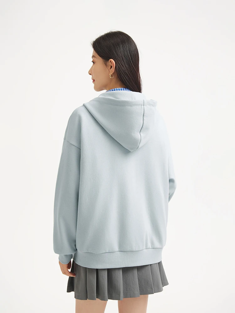 Hotwind Ladies Hooded Sweatirt Loose Casual Open Cardigan Inner Wear Early Autumn Jaet 2025 New Sle Cotton Polyester Blend